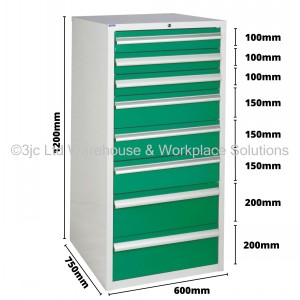 Euroslide Storage Cabinet 8 Drawer 1200mm Type 1